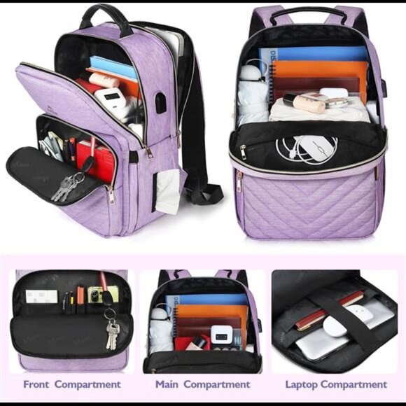 Laptop Backpack for Women, Anti Theft 15.6 inch College School Bookbag for Girls - Picture 2 of 7